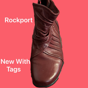 New Wine Colored Rockport Leather Booties 7.5 W